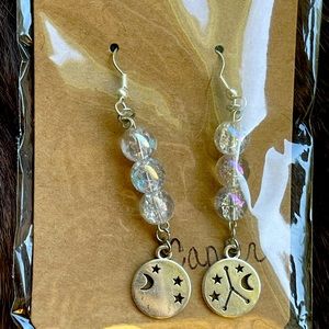 Crackle Quartz Cancer Earrings